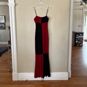 Y2K Betsey & Adam By Jaslene Red and Black Color Block Gown